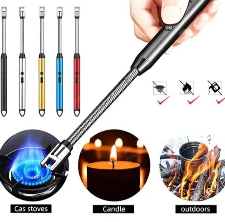 Kitchen USB Rechargeable Arc Lighter – Flexible Neck, Safety Lock, Windproof & Eco-Friendly Design