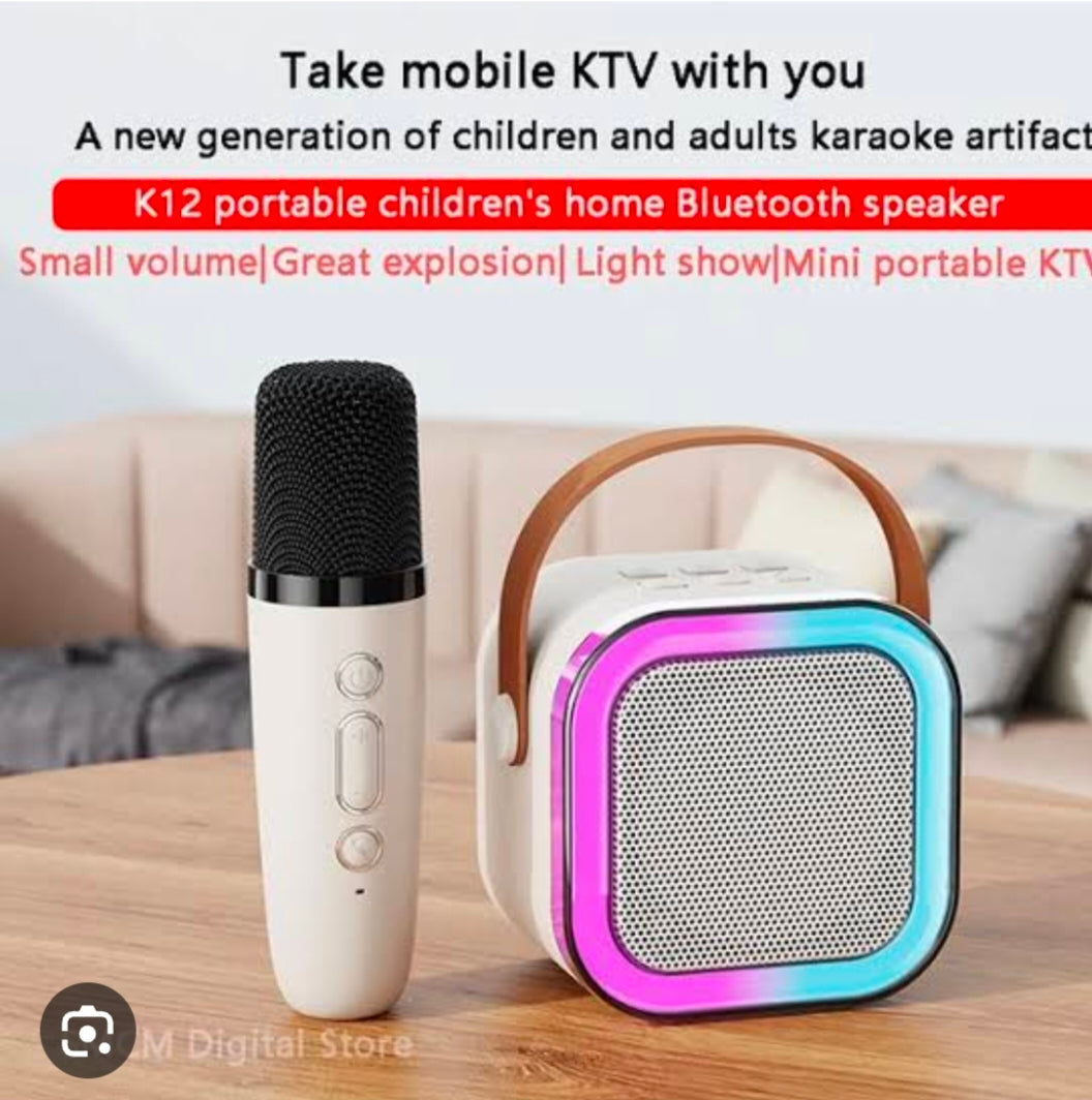 K12 Portable Speaker With Mic | Karaoke Microphone With Speaker | Portable Wireless Bluetooth Speaker