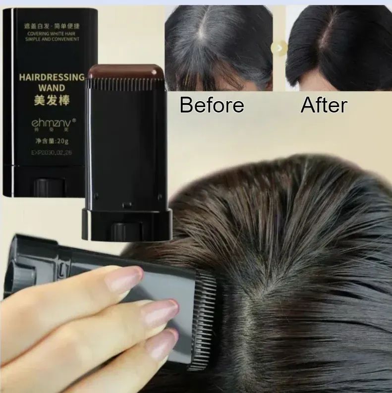 Hair Color Stick Instant Root Touch-Up - Portable Solution For Quick And Easy Gray Hair Coverage And Temporary Root Concealing - 20g (Black)(Brown)