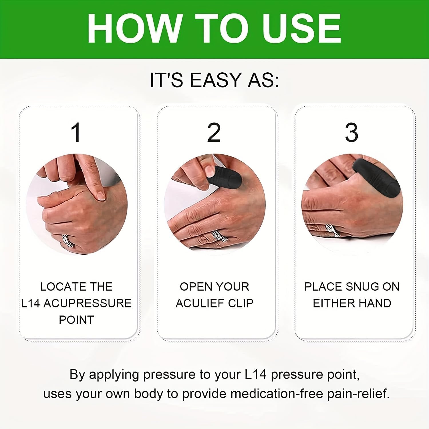 1 Pc Sugar Control LI4 Acupressure Point Clip Wearable – Headache Relief, Supporting Acupressure Relaxation, Stress Relief, Tension Relief and Hand Clip Migraine Pressure Point Clip