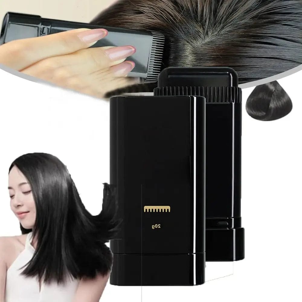 Hair Color Stick Instant Root Touch-Up - Portable Solution For Quick And Easy Gray Hair Coverage And Temporary Root Concealing - 20g (Black)(Brown)